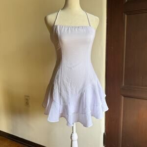 LUCY IN THE SKY Asymmetrical Frill Dress in White Extra Small Little White Dress